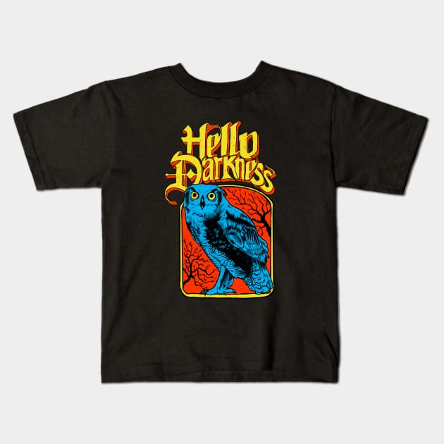 Hello Darkness - Night Owl Kids T-Shirt by rjartworks